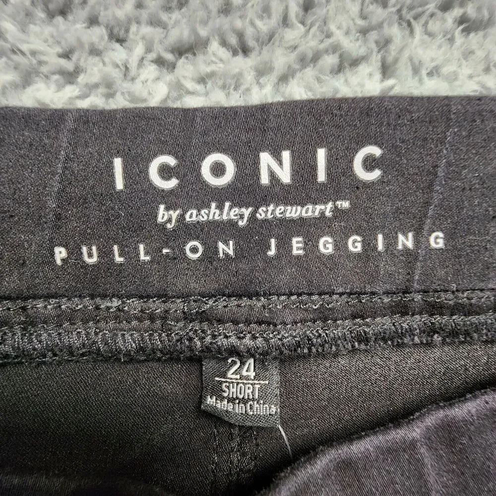 Ashley Stewart Iconic Pull On Jegging Womens 24 Short Black Stretch NEW‎ w/ Tag